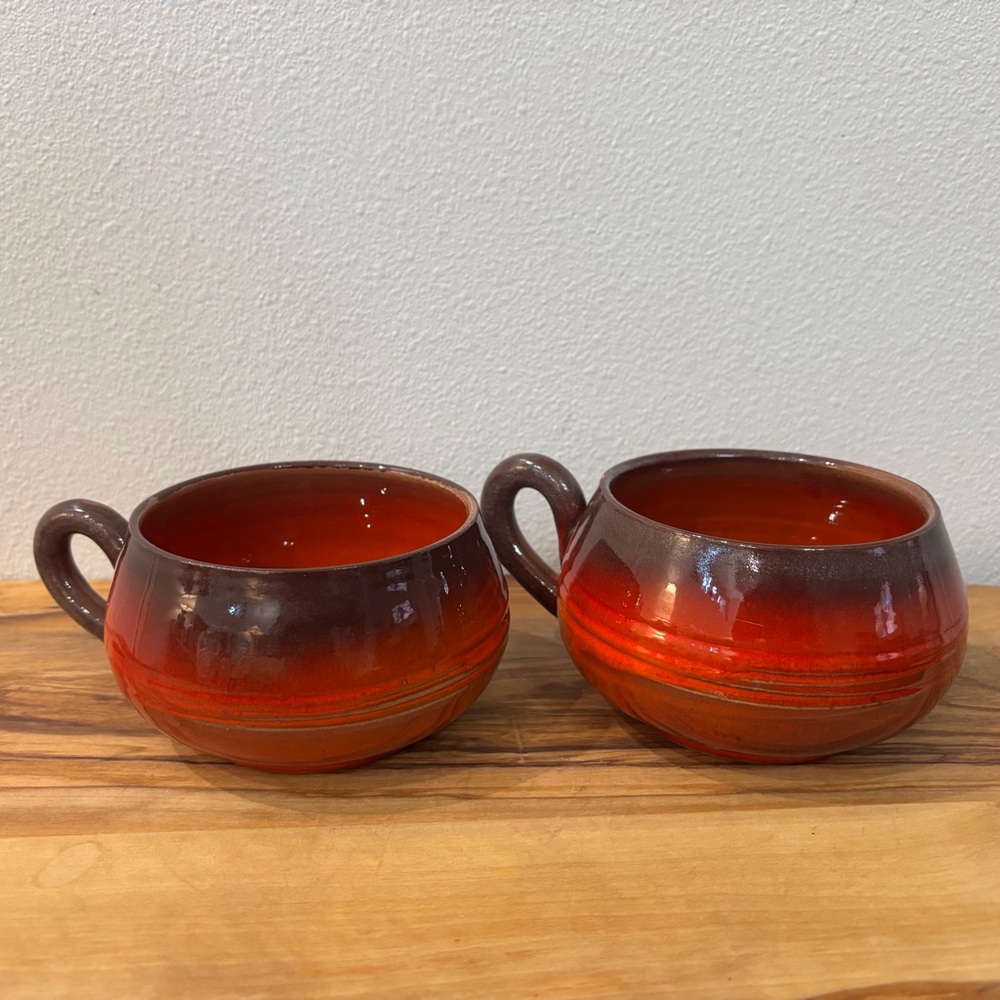 Handmade in Vallauris France ~ Pottery Soup Bowls or Large Mugs